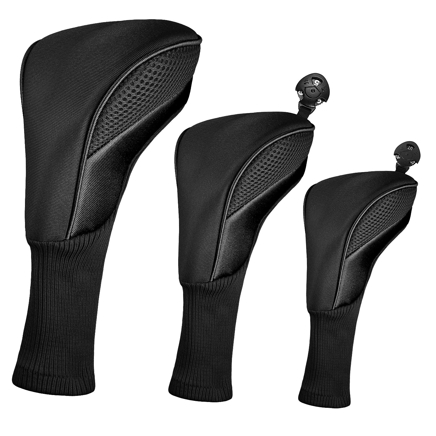 3Pcs/Set of Long-necked Golf Club Head Covers Numbered Wooden Club Head Covers Durable Golf Club Protectors and Golf Accessories